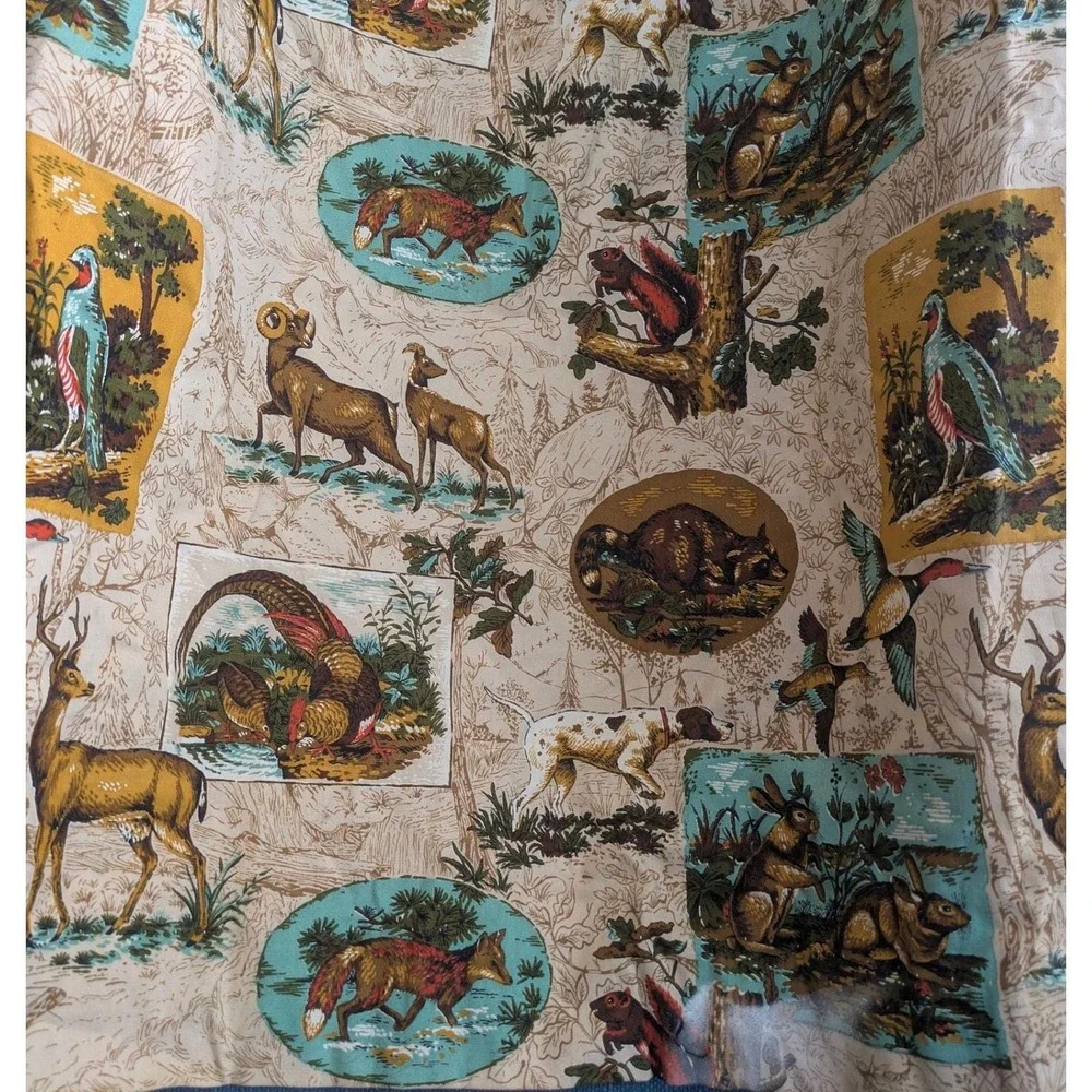 True Vintage MCM Curtains Animal print Hunting Lodge Cabin theme pinch‎ pleat